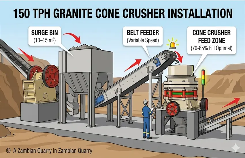 150TPH Granite Cone Crusher Line Price in Zambia