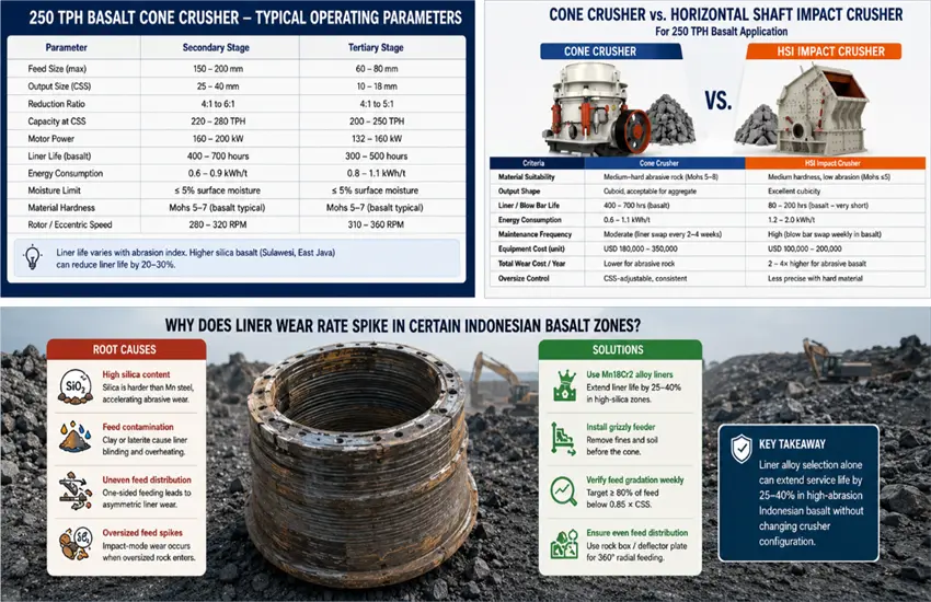 250TPH Basalt Cone Crusher Cost in Indonesia