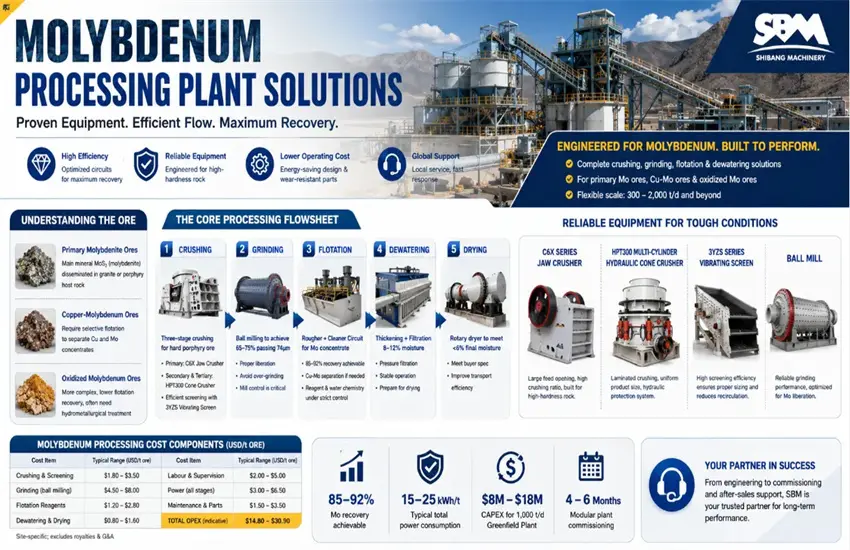 Molybdenum Ore Processing: Methods, Equipment, and Cost Analysis